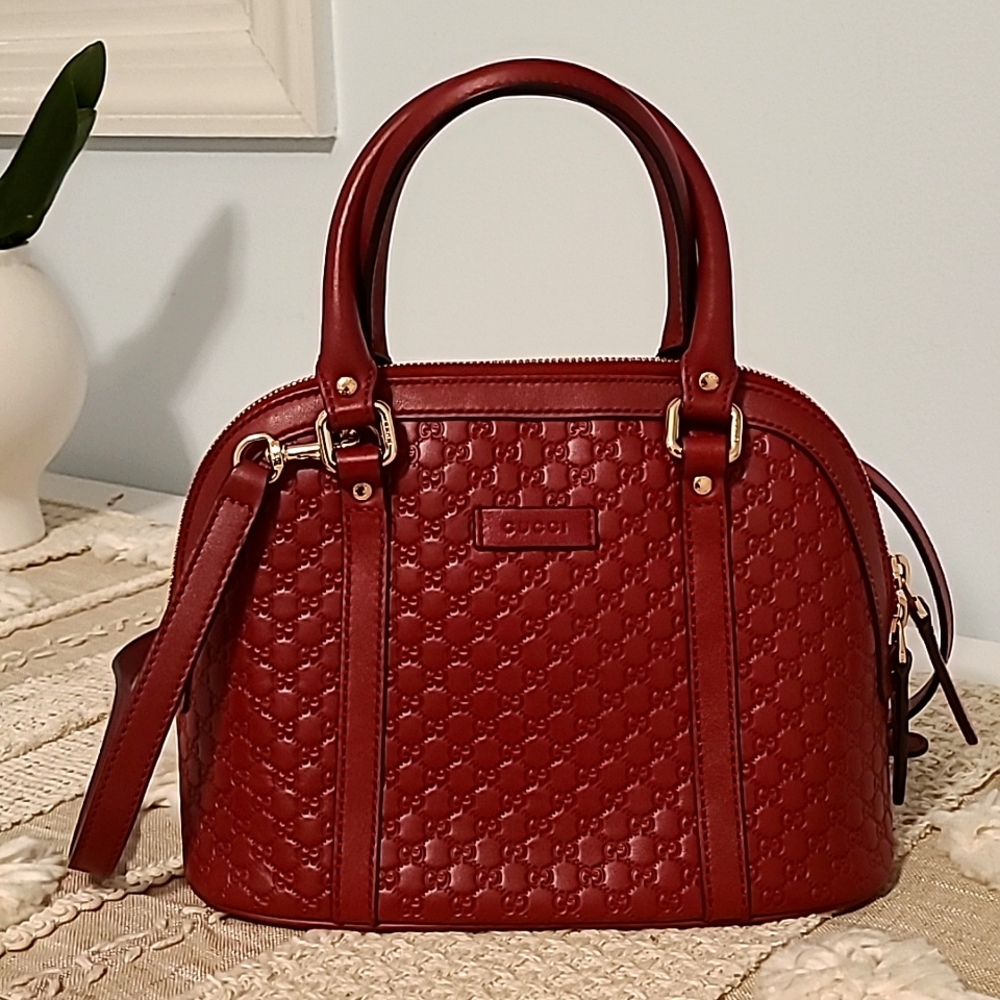 Gucci mini satchel *Red *Leather *GG Embossed